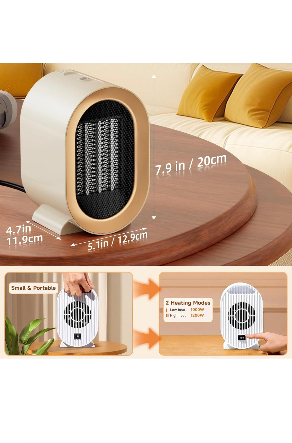 CALEFACTOR DE CERÁMICA PTC PREMIUN de 1200W